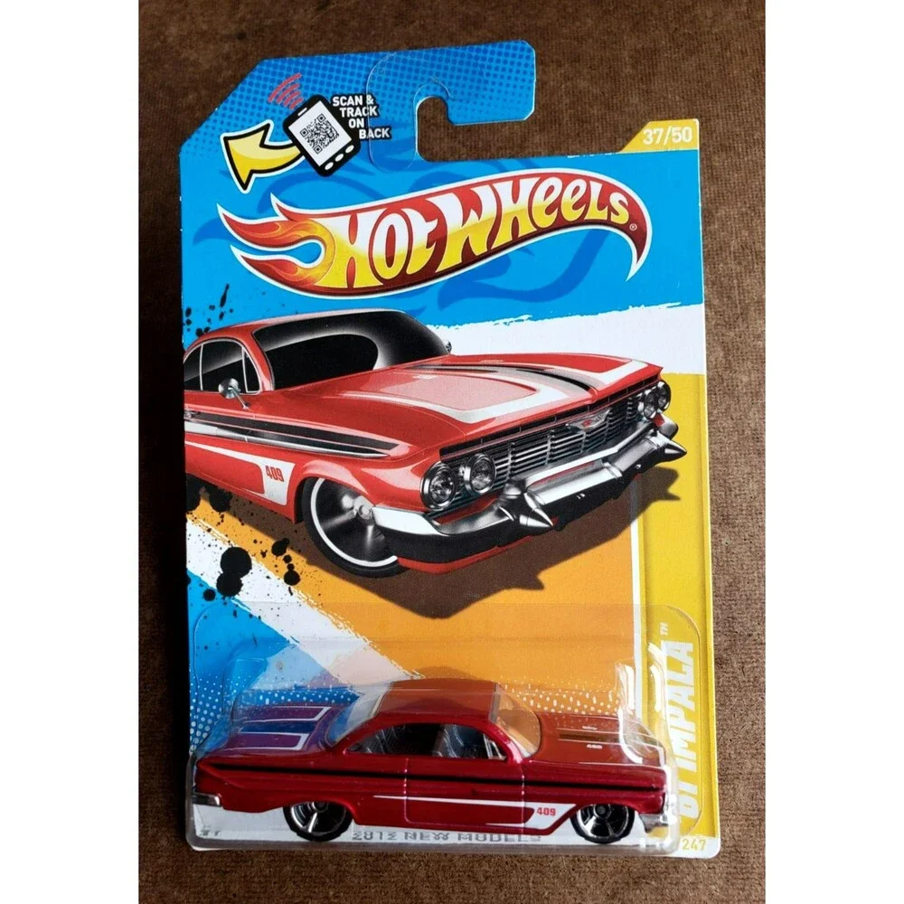 2012 Hot Wheel '61 IMPALA CHEVROLET Dark RED 2012 NEW MODELS 37/247 1:64 Walmart